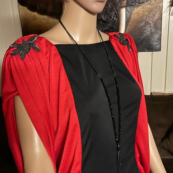 New Leaf California By Samir • Vtg • Large • Black/Red • Elegant • Beaded •Dress - Picture 12 of 14